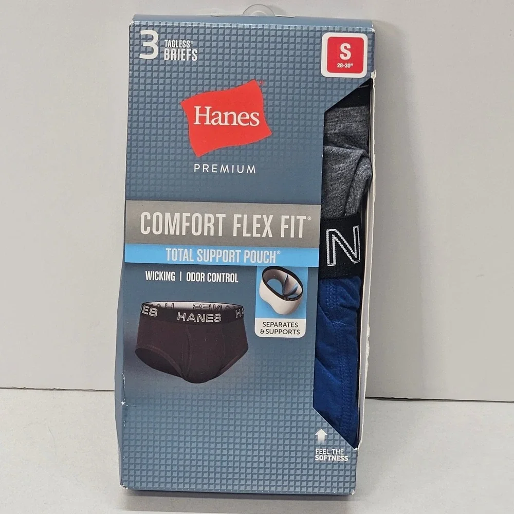 Hanes Premium Comfort Flex‎ Fit 3 Pack Tagless Briefs Total Support Pouch Size S